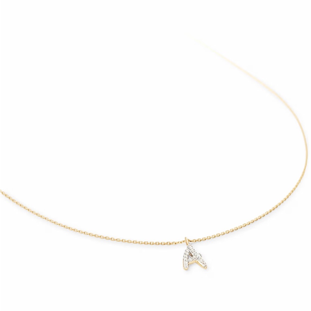 Kendra Scott Diamond Letter A Pendant Necklace in 14k Yellow Gold - Picture 3 of 6